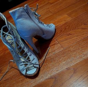 Grey lace up heels